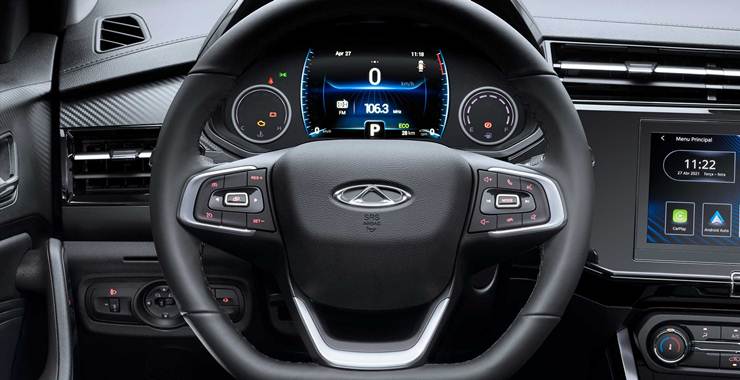 chery tiggo 3x interior volante e painel de instrumentos