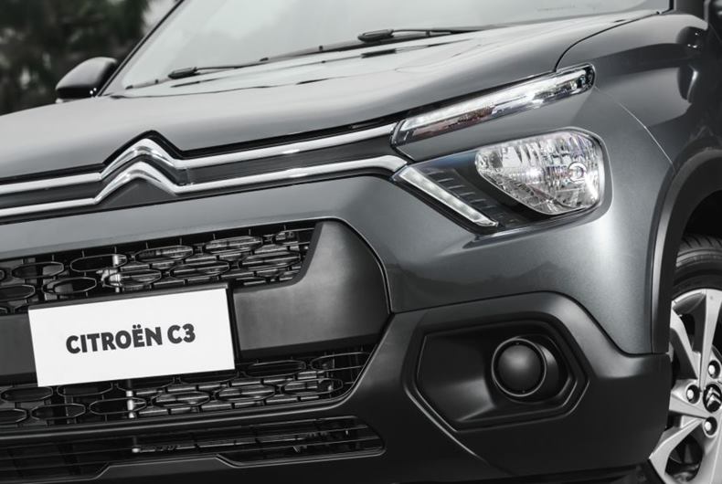 citroen c3 2023 detalhe dianteira farol e grade