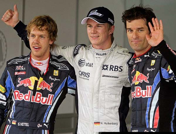 nico hulkenberg , sebastian vettel e mark webber formula 1 2010 brasil sao paulo interlagos