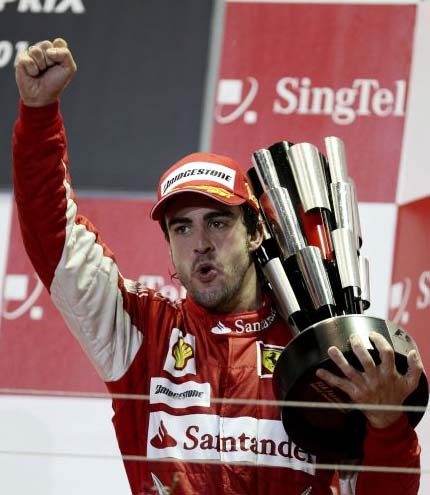 f1 2010 cingapura fernando alonso podio / f1 2010 singapore gp alonso