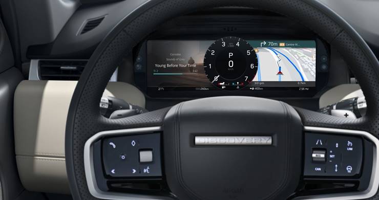 discovery sport 2021 interior volante e painel digital