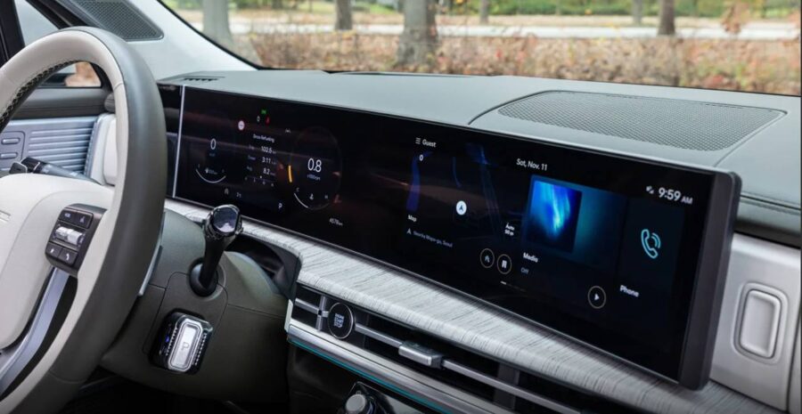 Novo Hyundai Santa Fe 2026 - Nova geração está em testes na Argentina e deve vir ao Brasil 8 interior hyundai santa fe 2026