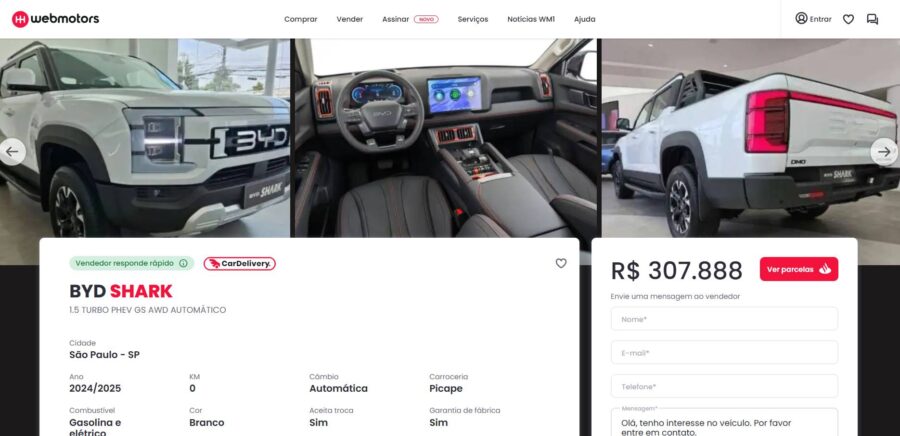 BYD Shark fica até R$ 70 mil mais barata, sai por R$ 310.000 1 BYD Shark anuncio