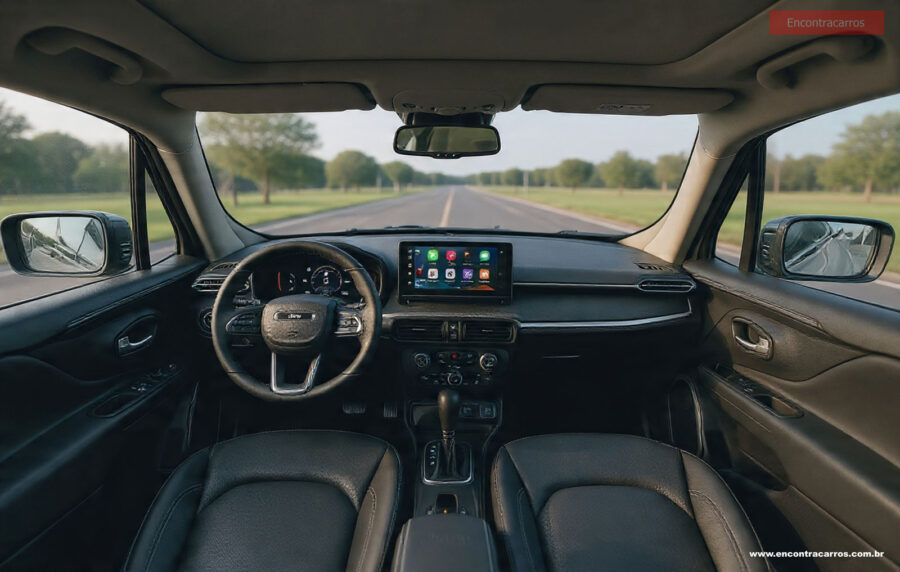 Novo Jeep Renegade 2027 - Chegará em abril com motor híbrido, confira tudo o que já sabemos 4 interior jeep renegade 2027 projeção