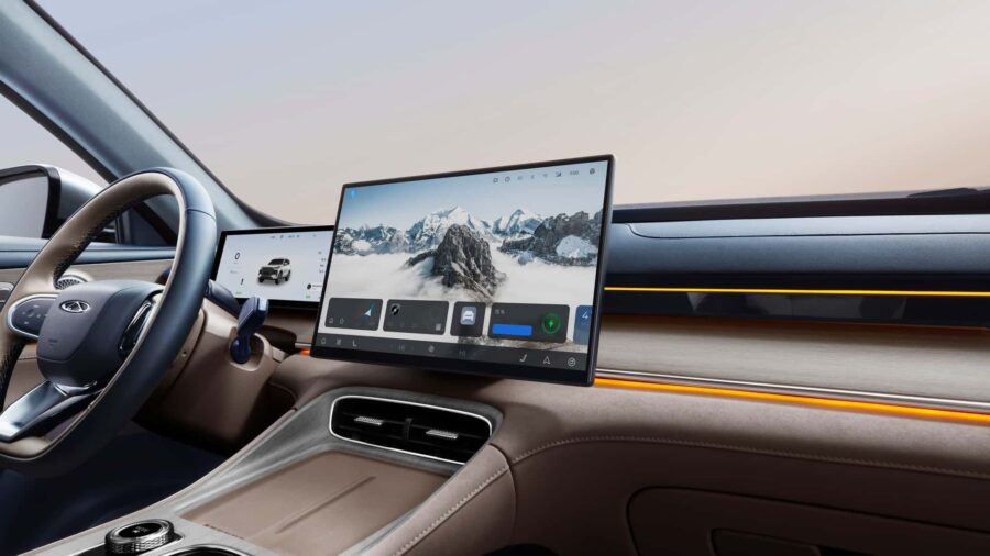 Novos Tiggo 7 e Tiggo 8 Super Hybrid 2027 chegam ao Brasil mais baratos, com recarga rápida e autonomia de 1.200 km 9 Chery Tiggo 8 PHEV híbrido 2027 interior