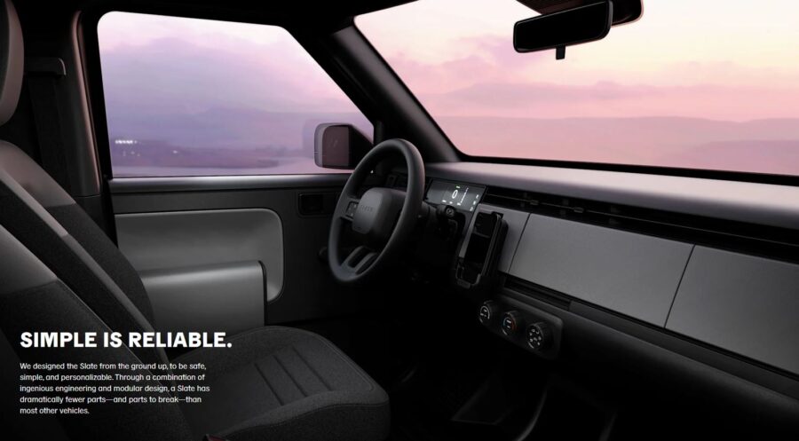 Slate Truck - A curiosa picape elétrica de R$129,900 lançada nos EUA 7 Slate Truck interior