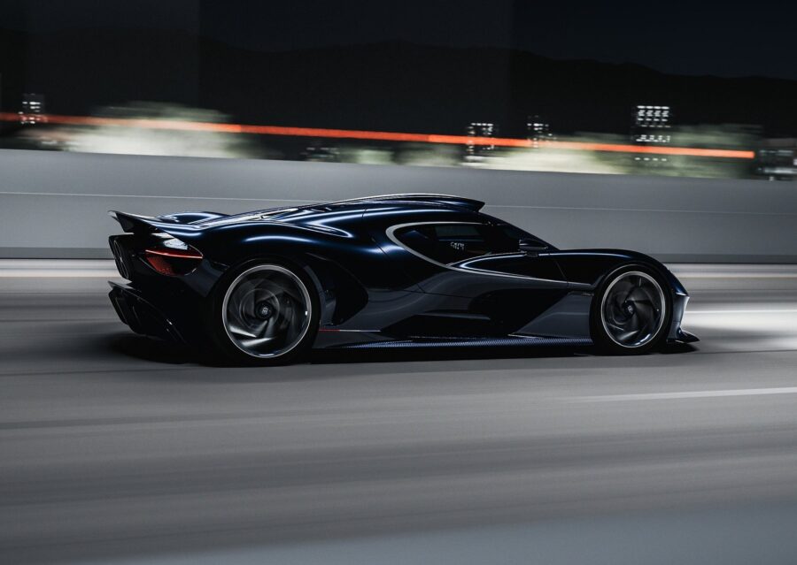 Bugatti Destrier versão de rua do Bolide com 1.600 cv e visual ainda mais impressionante 4 Bugatti Destrier vista lateral
