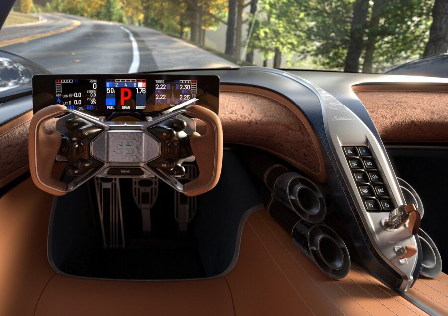 Bugatti Destrier versão de rua do Bolide com 1.600 cv e visual ainda mais impressionante 5 Bugatti Destrier interior painel