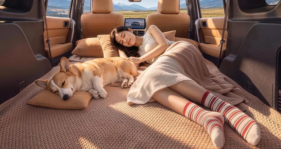GAC Yue 7: SUV híbrido de 536 cv com jeito de Defender impressiona e pode vir ao Brasil 3 GAC Yue 7 interior cama de casal