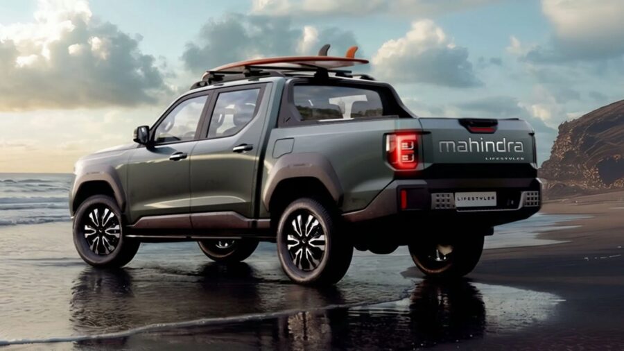 Mahindra Scorpio Lifestyler: nova picape global da marca indiana estreia em 2027 para enfrentar Hilux e Ranger e pode vir ao Brasil 2 Mahindra Scorpio LifeStyle traseira rear view