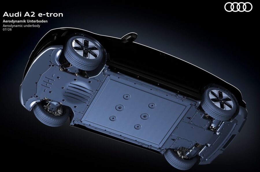 Audi A2 e-tron: novo elétrico compacto tem até 646 km de autonomia e estreia em outubro 3 Audi A2 e-tron 2027 assoalho