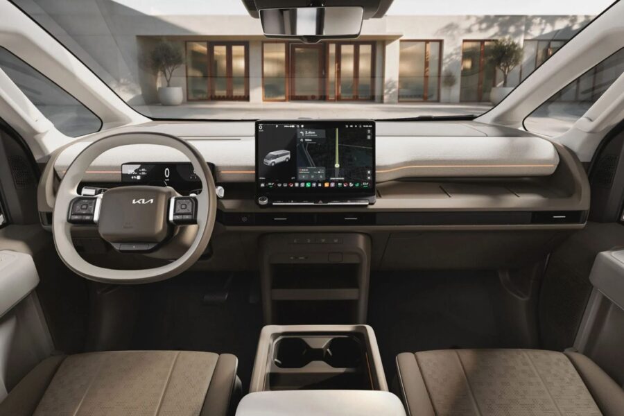Kia PV7: A nova Besta elétrica com 460 km de autonomia e versões para cargas e passageiros 6 Kia PV7 interior painel
