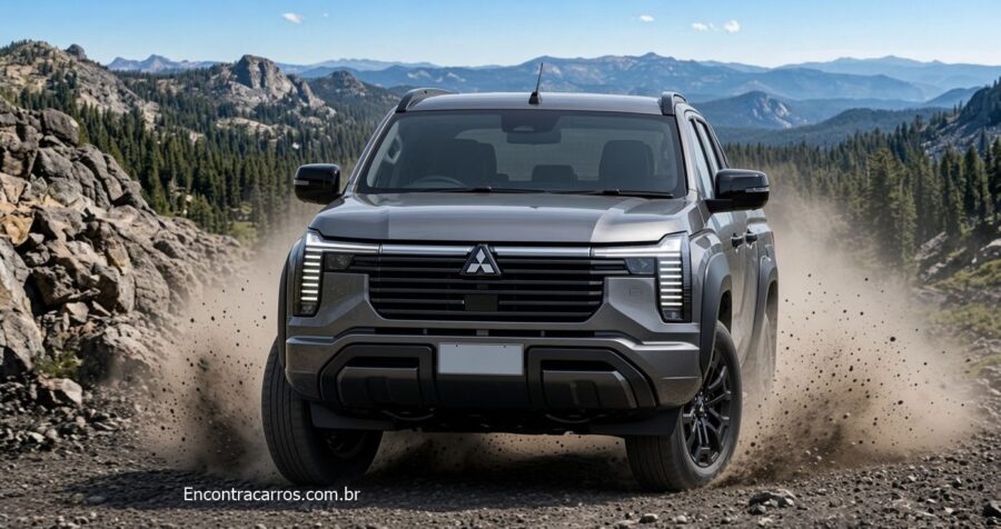 Nova Mitsubishi Triton 2028 - Picape ganhará visual similar ao novo Pajero, confira quando chega 4 Mitsubishi Triton 2028 projeção