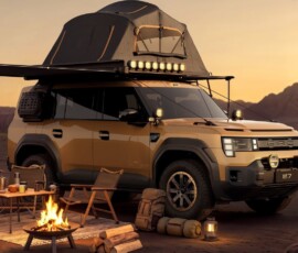 GAC Yue 7 off road com barraca de camp no teto GAC Yue 7 off road com barraca de camp no teto